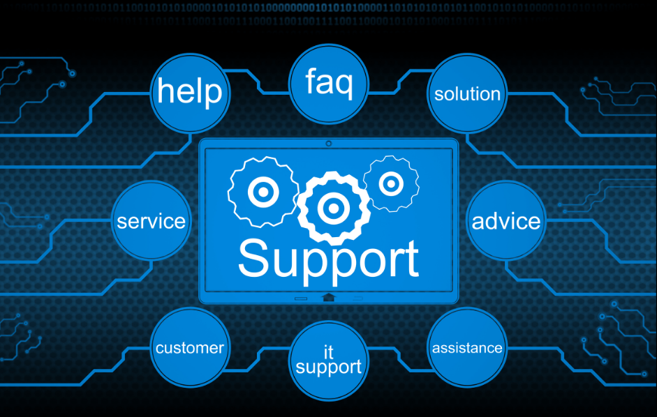 IT Support image with 8 circles and text