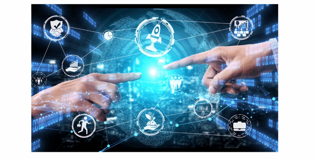 2 fingers pointing at each other and icons