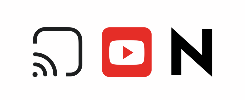 3 icons for casting, YouTube and netflix