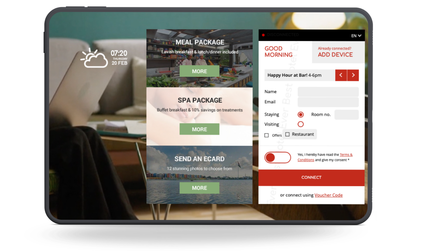 a tablet showing DanMagi's UI for WiFi portal