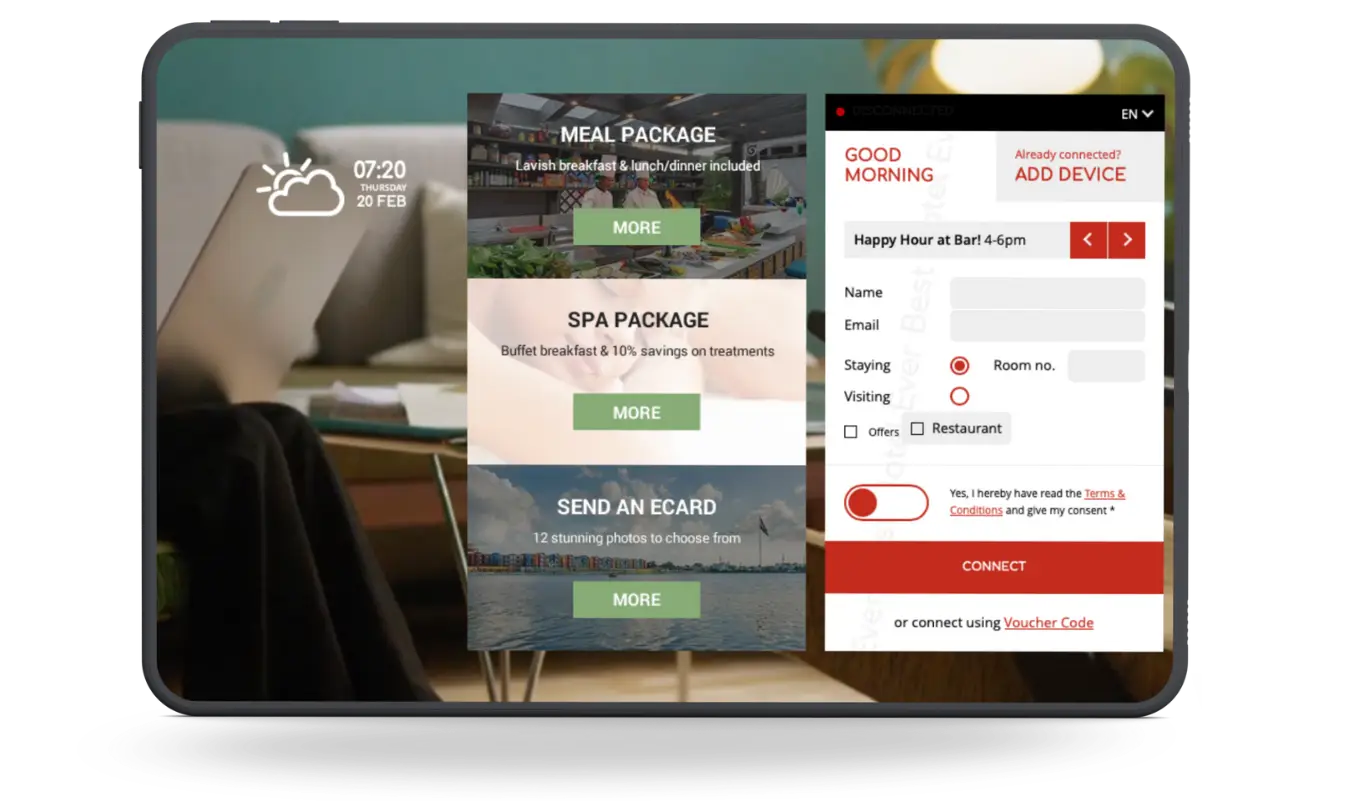 a tablet showing DanMagi's UI for WiFi portal